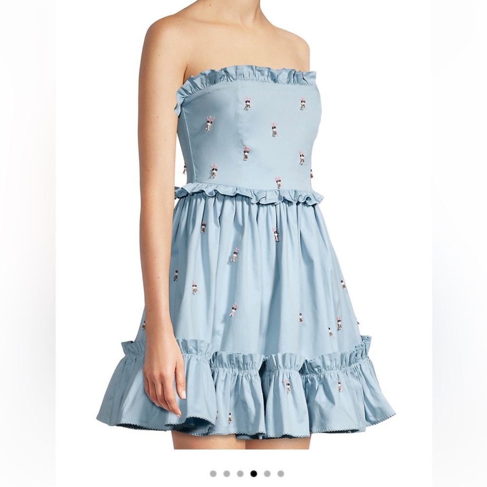 Avis by Agua Bendita Rosa Dia Embroidered Cotton Minidress light blue dress. Med